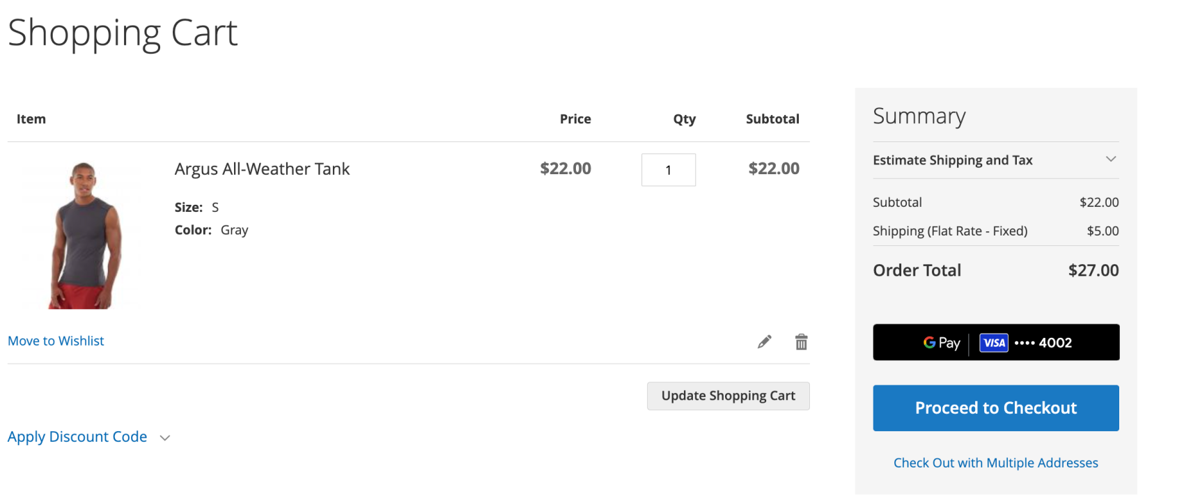 Magento Shopping Cart Google Pay