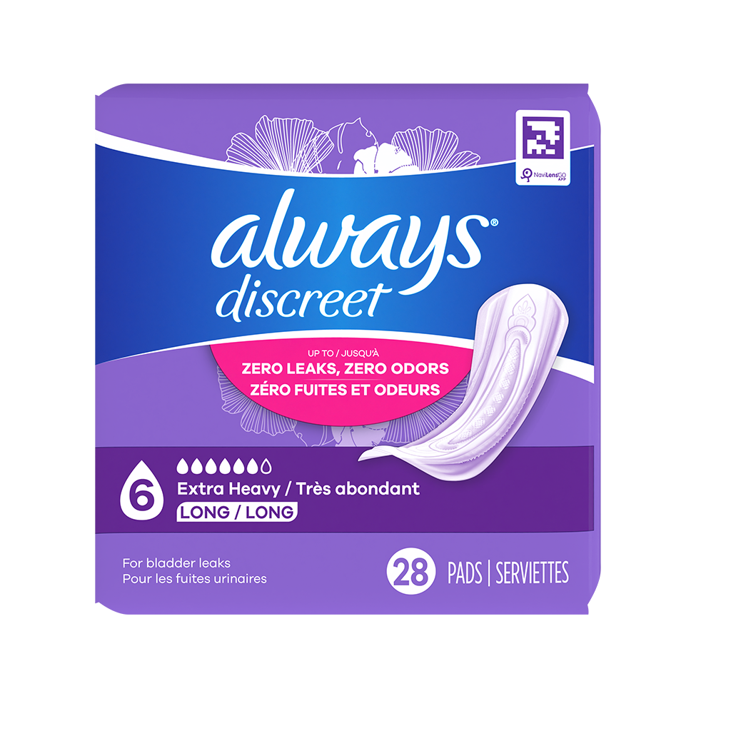 Serviettes Always Discreet longues, flux extra-abondant, 28