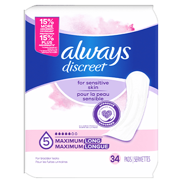 Serviettes Always Discreet Peau sensible Flux lourde, 34