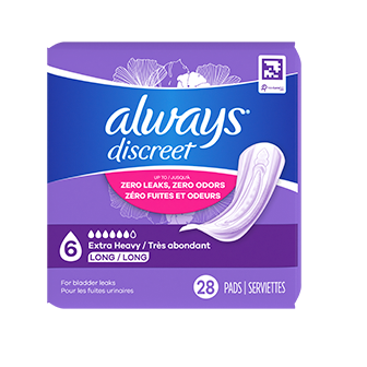 Serviettes Always Discreet longues, flux extra-abondant, 28