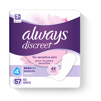 Serviettes Always Discreet Peau sensible Flux lourde, 57