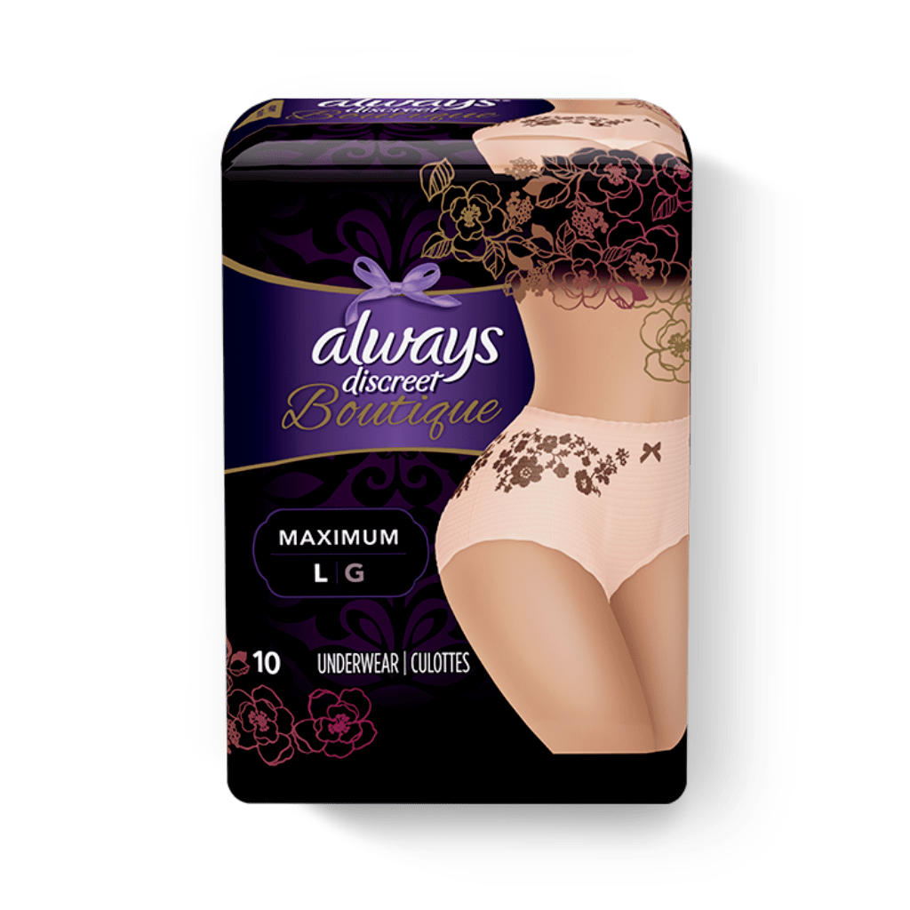 ALWAYS DISCREET Boutique Incontinence Underwear, Peach - Large 10 ct