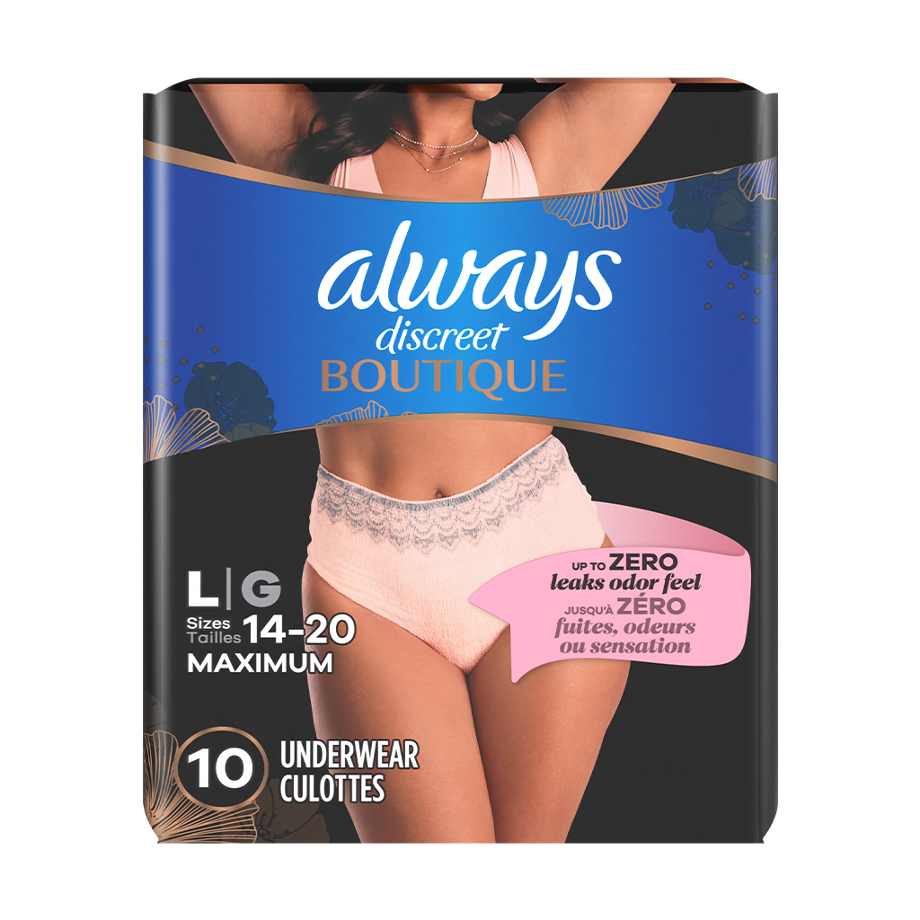 Culotte d’incontinence Always Discreet Boutique, Pêche, L, 10