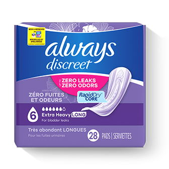 Serviettes Always Discreet longues, flux extra-abondant, 6