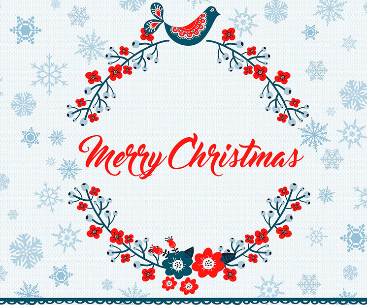 Merry Christmas Schriftzug mit schlichtem Weihnachtskranz
