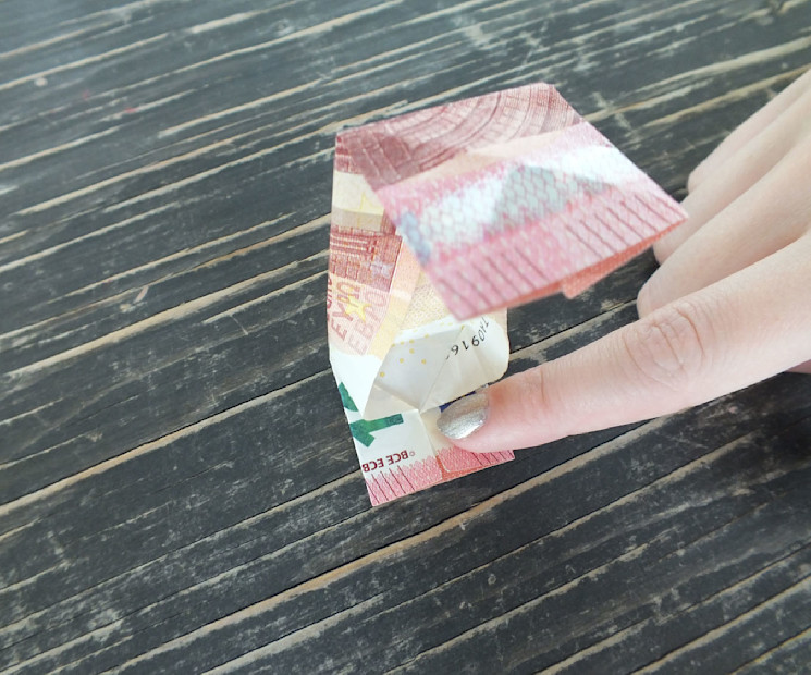 Geldschein falten zum Kästchen Schritt für Schritt