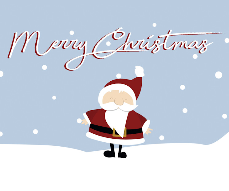 Für den Bildschirm, die Email, als Karte & mehr - Modernes Weihnachtsmotiv mit niedlichem Weihnachtsmann
