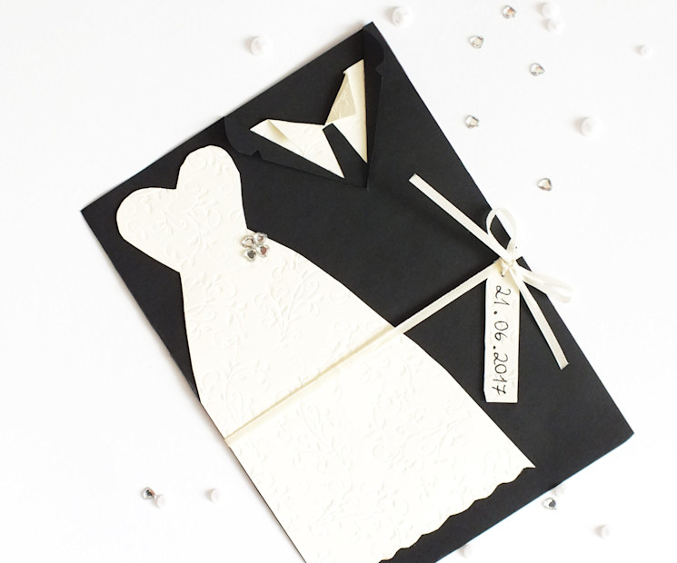 DIY Hochzeitseinladung Brautpaar schwarz/weiß