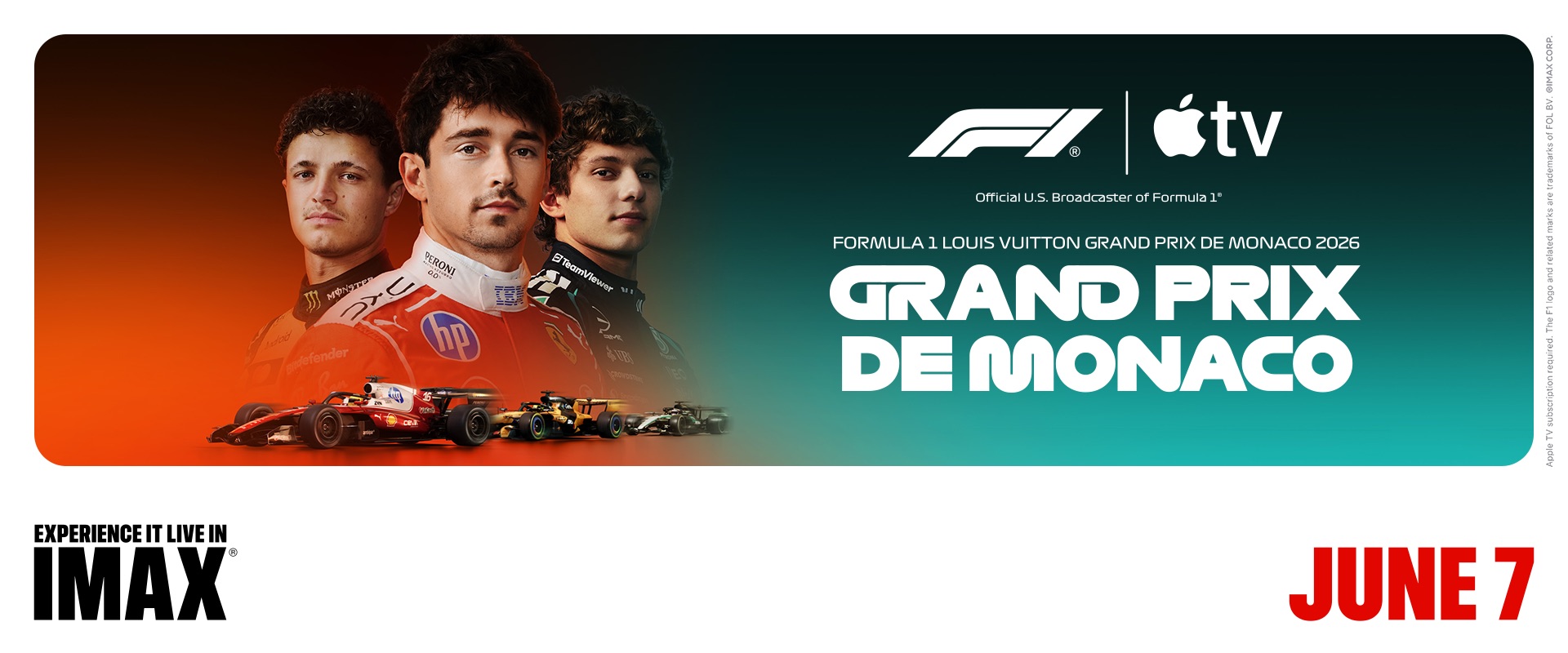 IMAX will screen Apple TV’s live Monaco Grand Prix in June