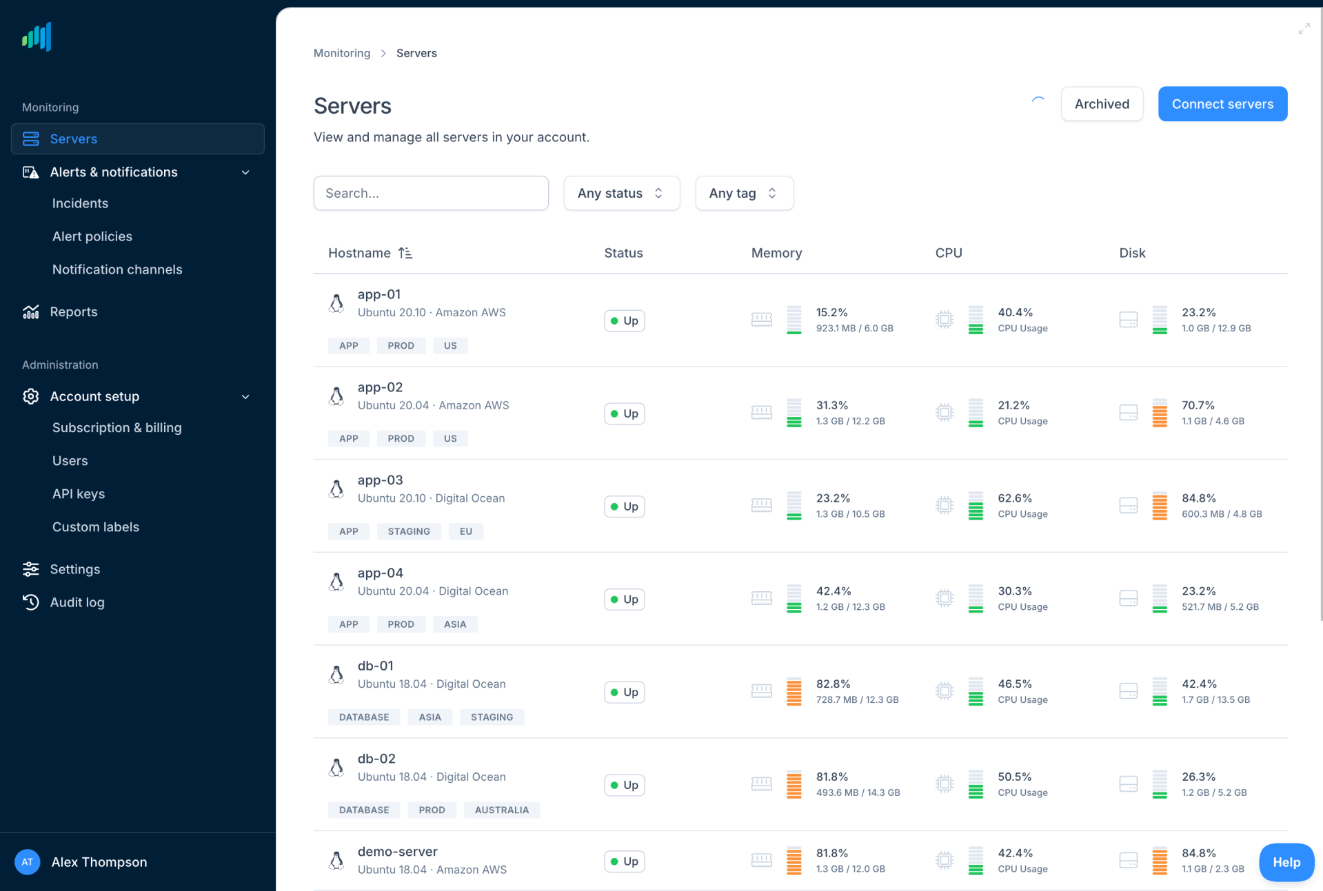 StackScout Server List
