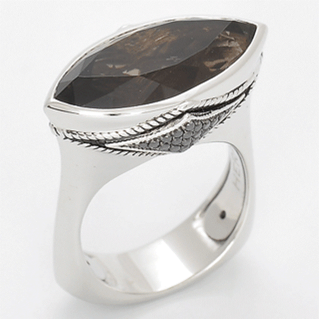 Paradise Smokey Quartz and Black Sapphire Ring