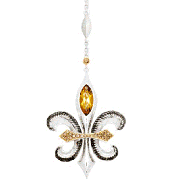 Unity Fleur de Lis Pendant Cognac Quartz and Diamond