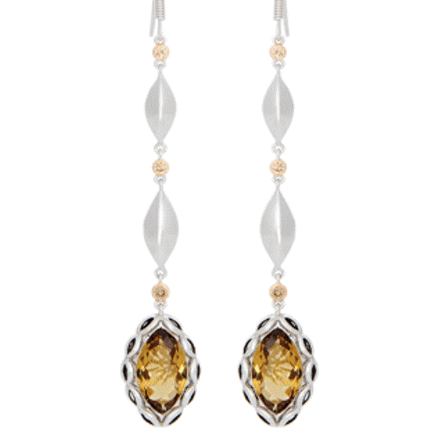 Paradise Oval Cognac Quartz Earrings II