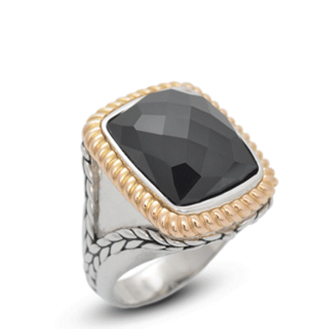 Paradise Silver and Gold Black Spinel Ring