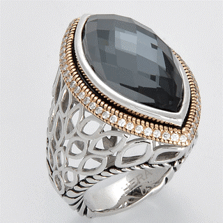Paradise Hematite and Diamond Ring