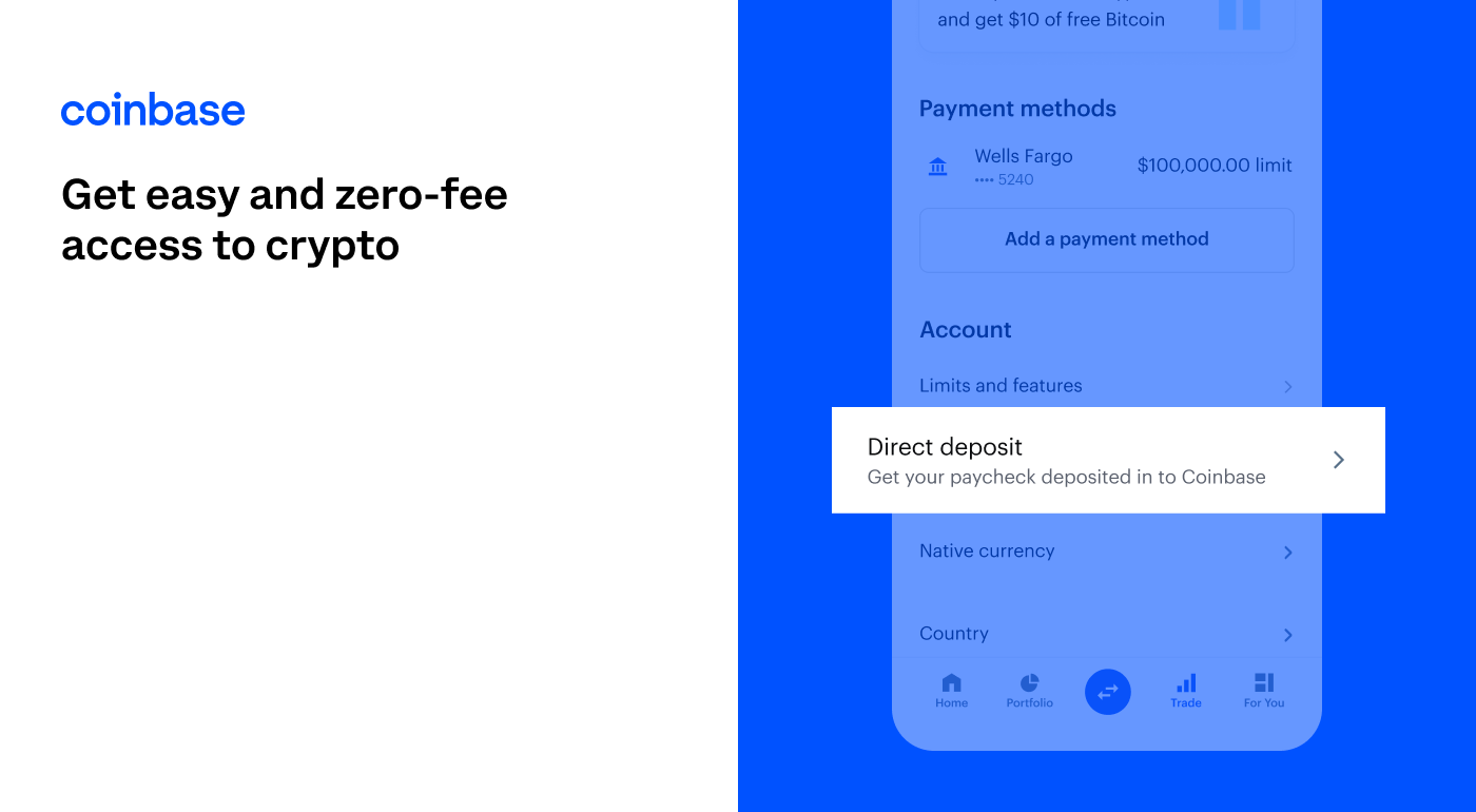 Now get your paycheck deposited into Coinbase - Coinbase