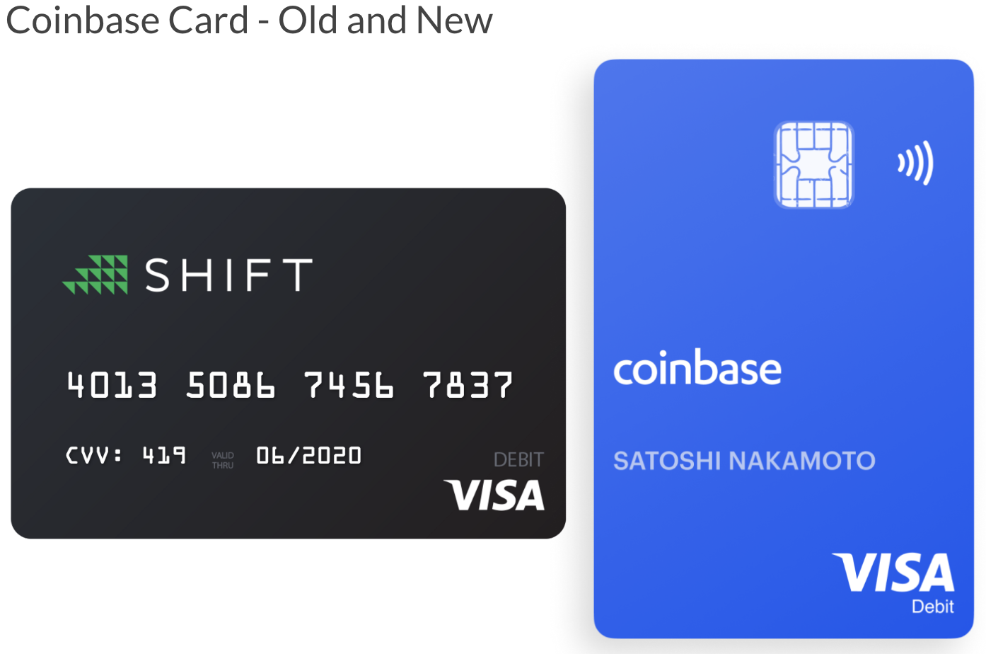 Coinbase Cards -  Old and New