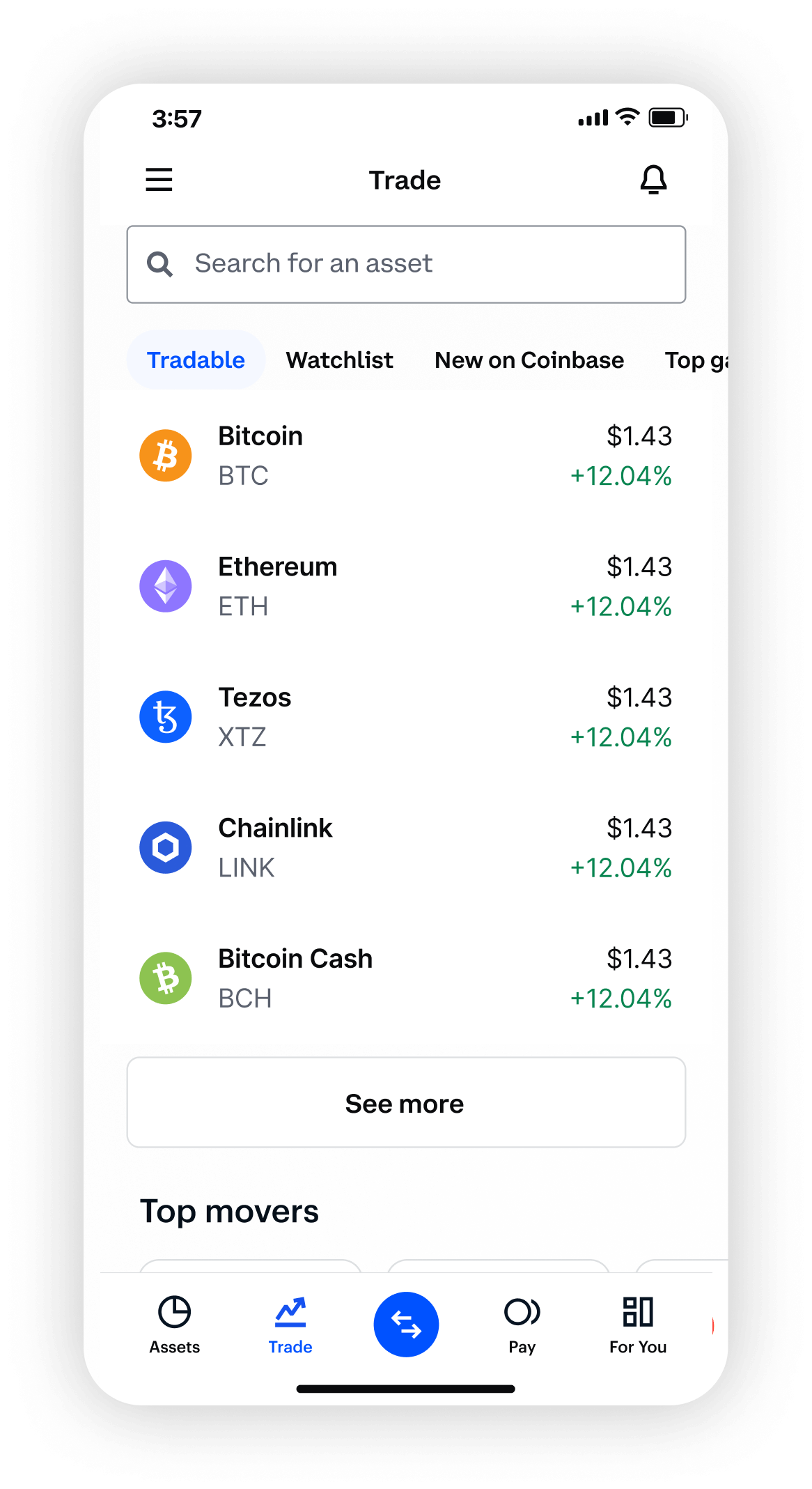 Image demonstrating the interface of the trade flow.