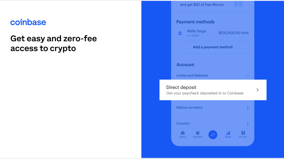 Get easy and zero-fee access to crypto