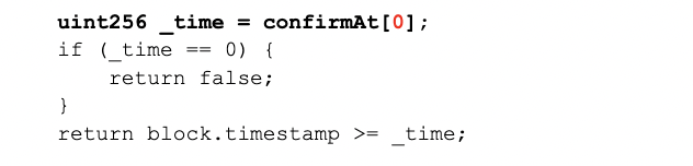 acceptableRoot() method will perform a lookup against confirmAt[] map with a null value as follows