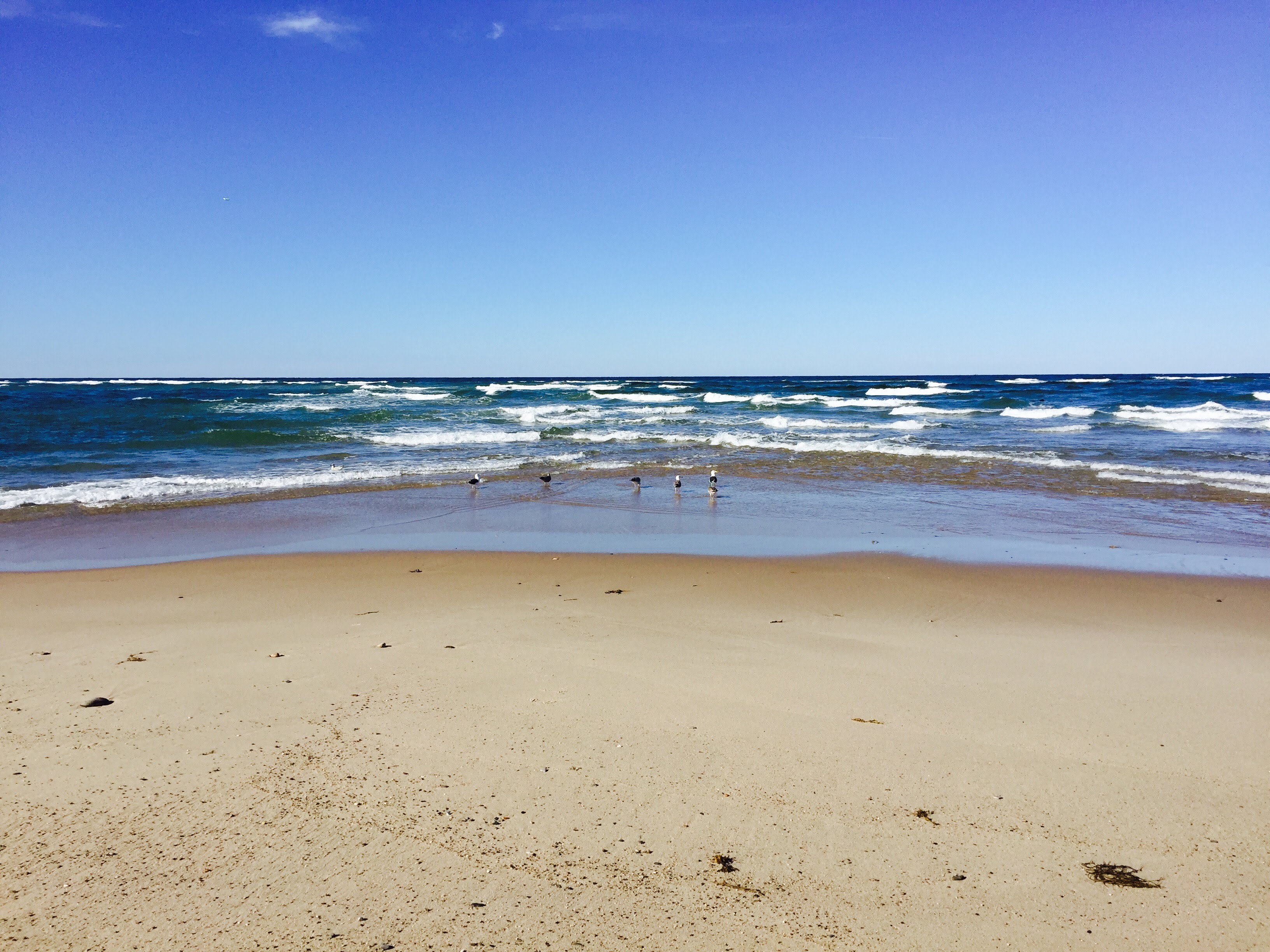 Waves merge together as the tides goes out