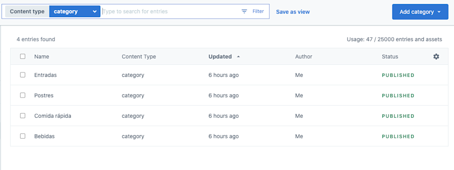 contentful categories