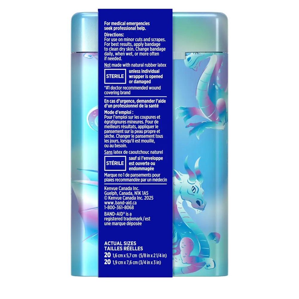 BAND-AID Brand Magic Shimmer Tin 40ct, back of pack