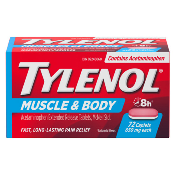 A packet of TYLENOL® Muscle Aches & Body Pain, 72 tablets