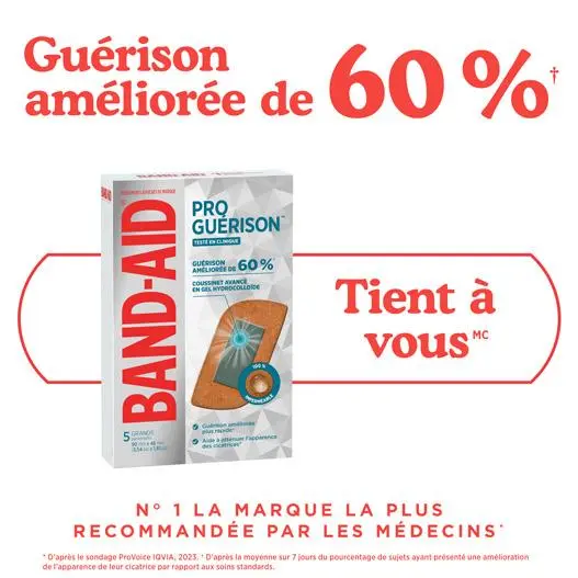 Les pansements adhésifs Band-Aid Pro Guérison améliorent la guérison de 60 %