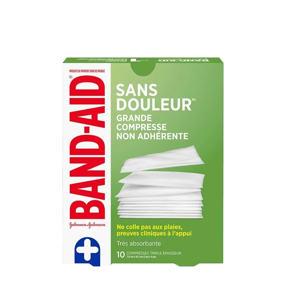 paquet de 10 grandes compresses non adhérentes band-aid