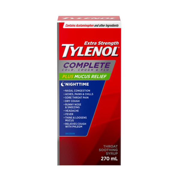 Extra Stength TYLENOL® Complete Cold, Cough & Flu Nighttime Syrup, 270ml