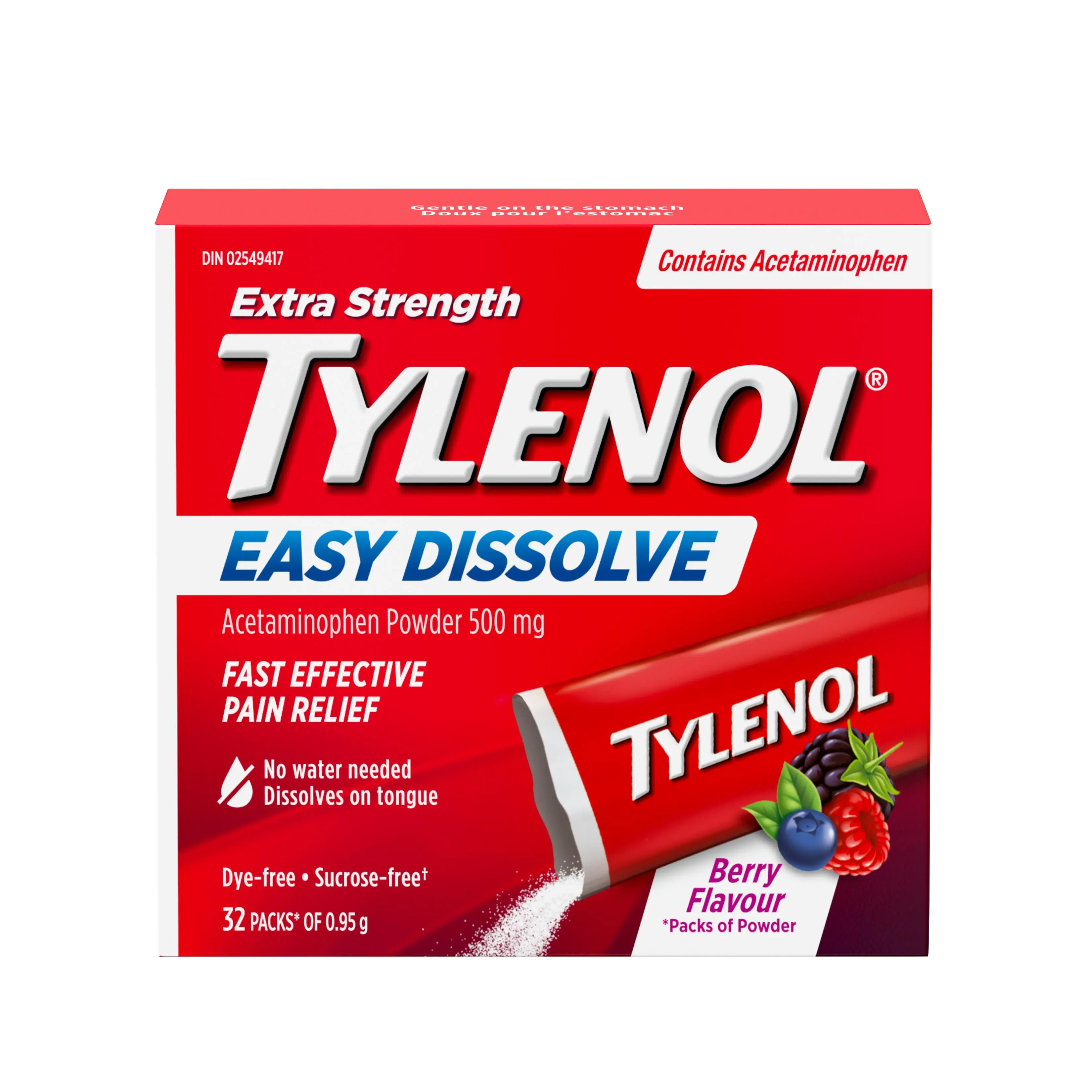 TYLENOL® Easy Dissolve  For Adult Pain & Fever Relief,  On-The-Go Powder Packets