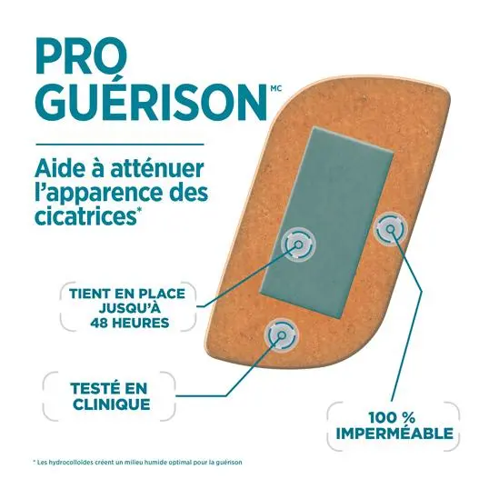 Les pansements adhésifs Band-Aid Pro Guérison aident à atténuer l’apparence des cicatrices