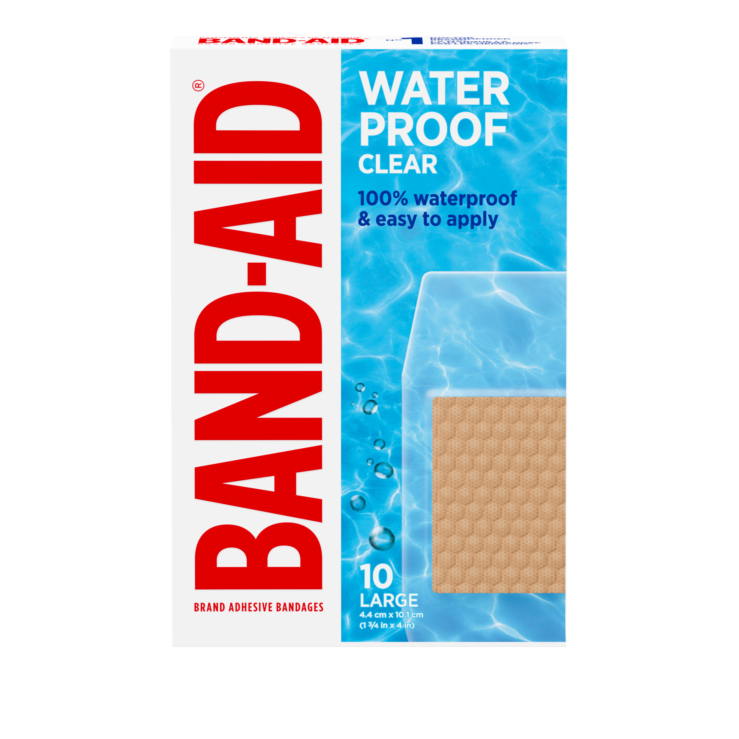 BAND-AID® Brand Waterproof Clear Bandages, Large, 10 Count