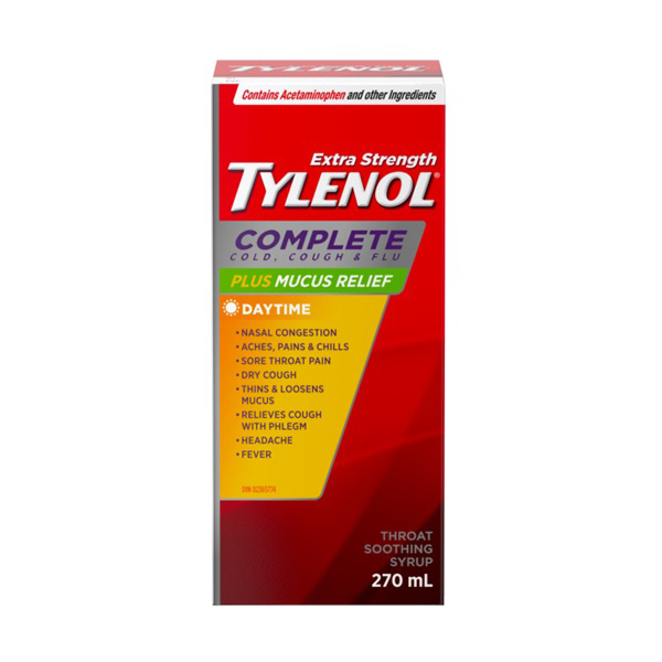 Extra Stength TYLENOL® Complete Cold, Cough & Flu Syrup Plus Mucus Relief, 270ml