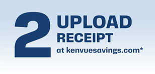 Step 2, upload receipt at kenvuesavings.com