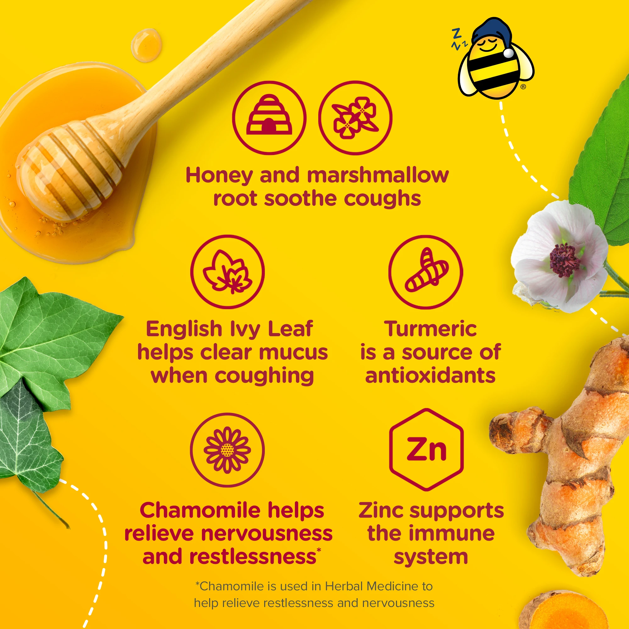 Zarbee’s® Children’s Nighttime Complete Cough + Cold Syrup medicinal ingredients and their benefits