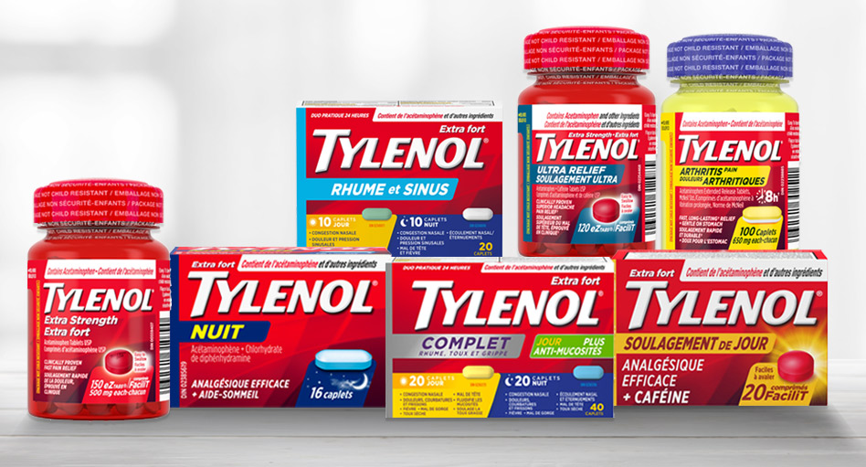 Produits Tylenol pour adultes pour soulager la douleur, la toux, le rhume et la grippe