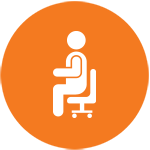 Icon of people sitting on an office chair