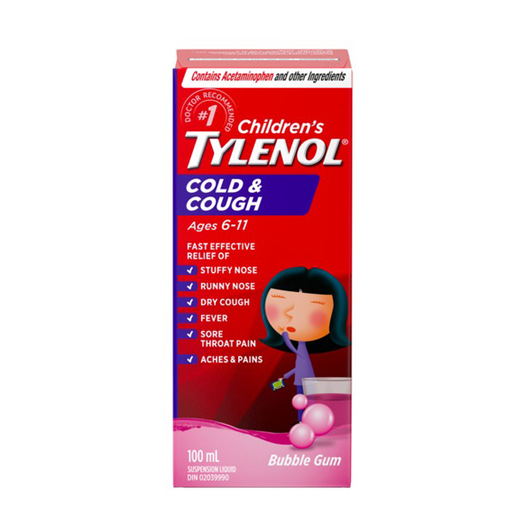 Children's TYLENOL® Cough & Cold, Bubble Gum, 100ml