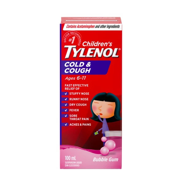 Children's TYLENOL® Cough & Cold, Bubble Gum, 100ml
