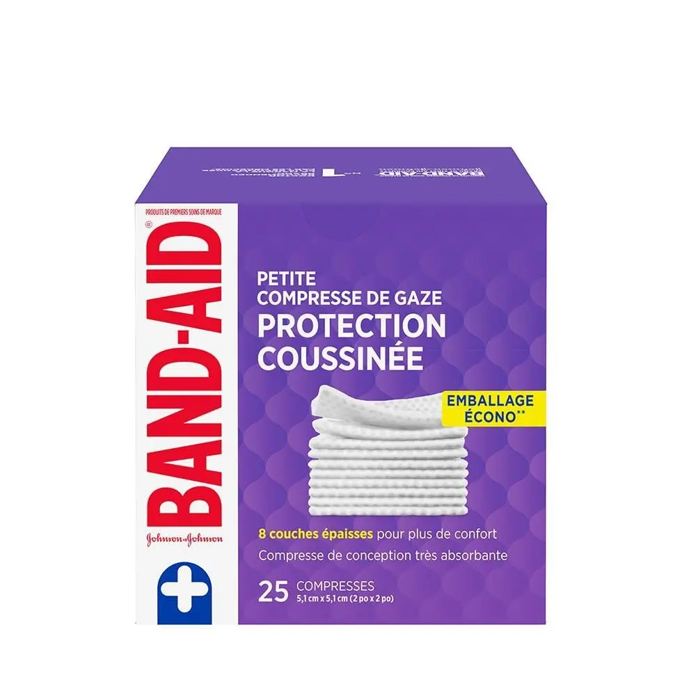 emballage écono de 25 petites compresses de gaze band-aid