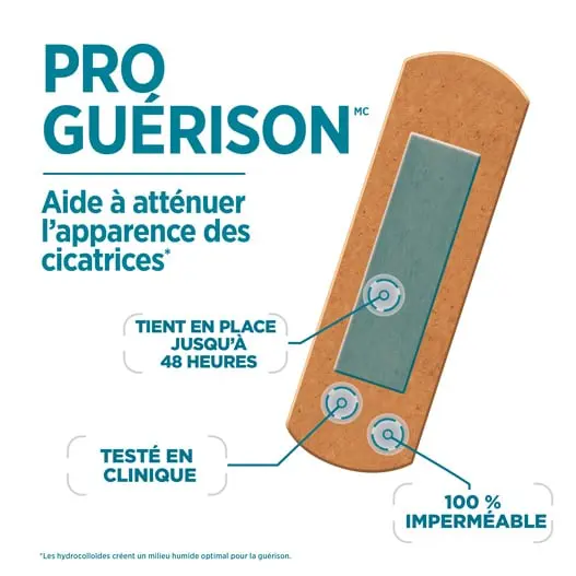 Les pansements adhésifs Band-Aid Pro Guérison aident à atténuer l’apparence des cicatrices