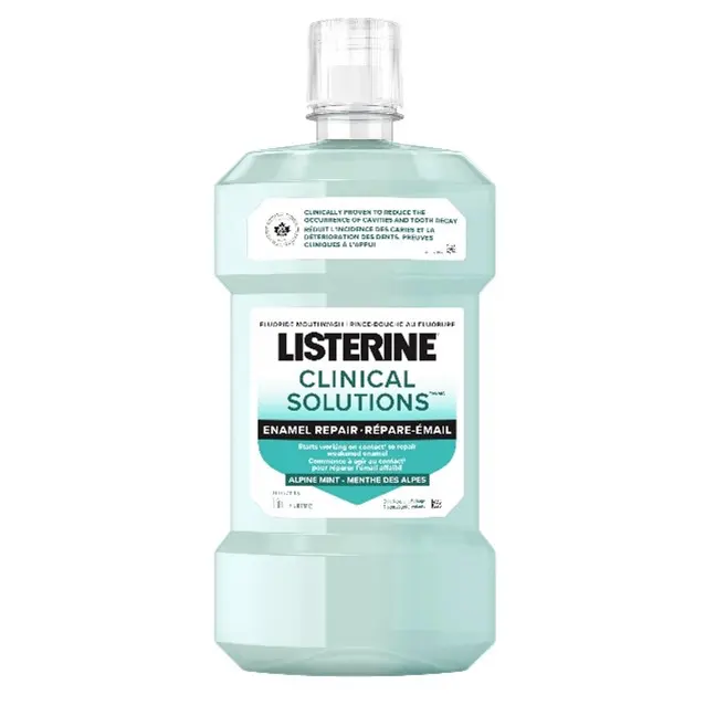 Front shot of LISTERINE® Clinical Solutions™ Enamel Repair Antiseptic Mouthwash, alpine mint flavour, 1L bottle