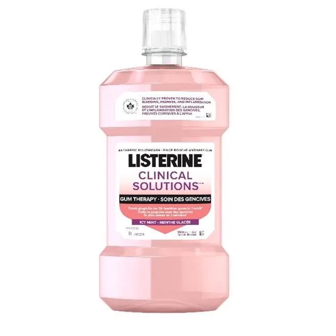 Front shot of LISTERINE® Clinical Solutions™ Gum Therapy Antiseptic Mouthwash, icy mint flavour, 1L bottle