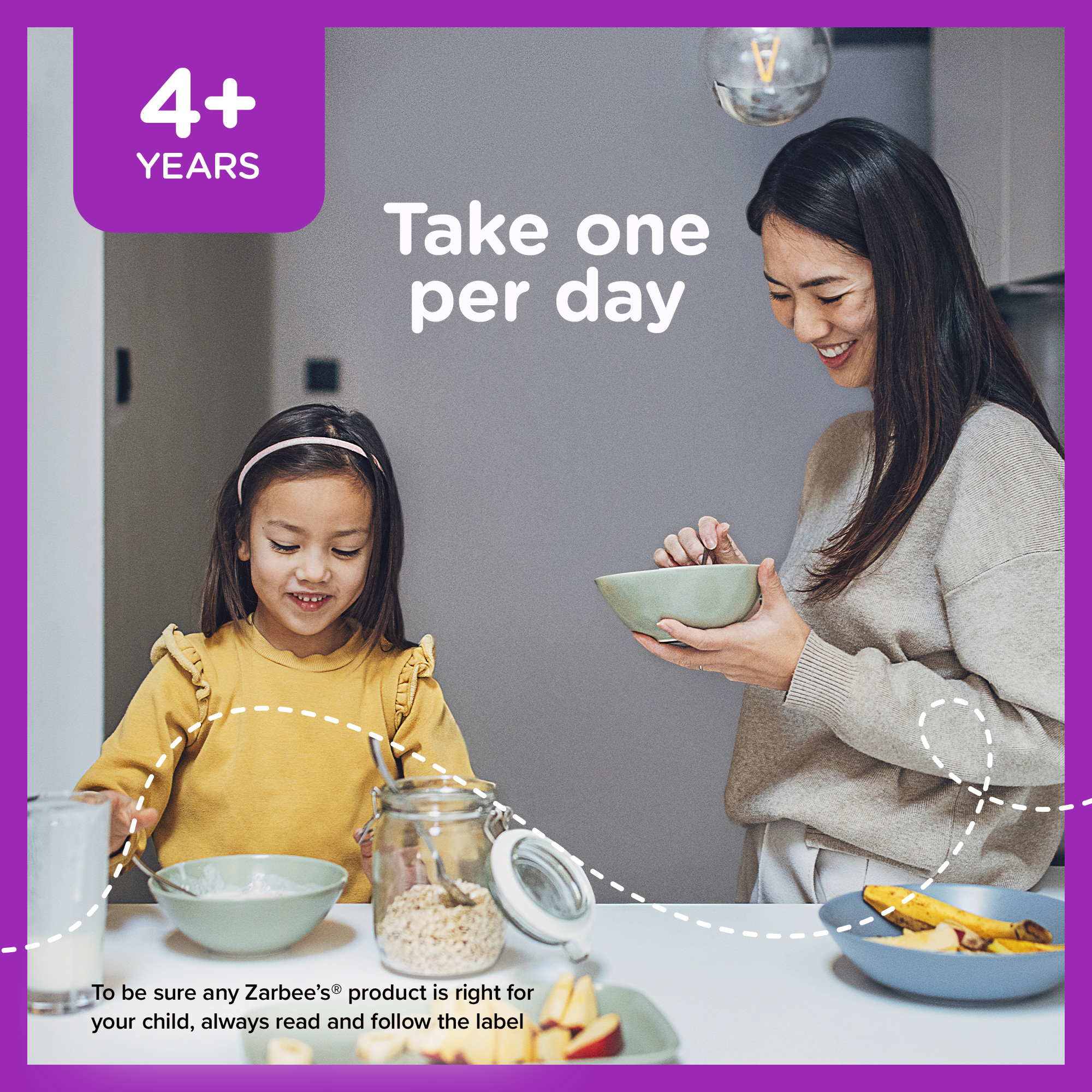 Mother and little daughter are making breakfast together 