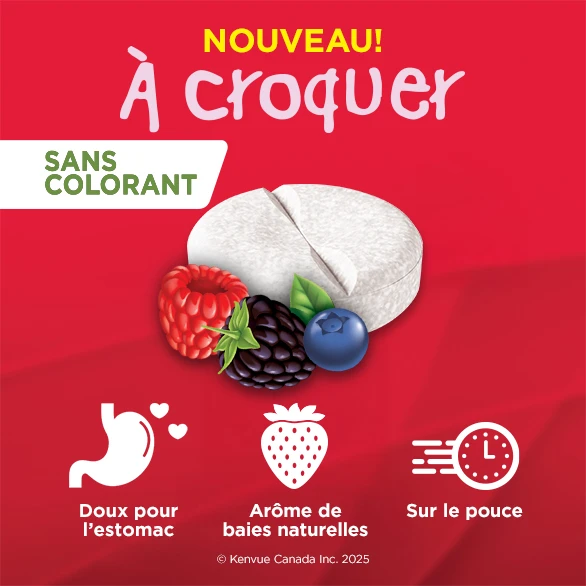 Caractéristiques des nouveaux comprimés à croquer sans colorant