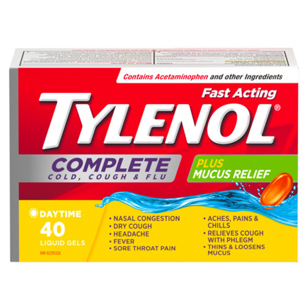 TYLENOL® Complete Cold, Cough & Flu Plus Mucus Relief, 40 liquid gels