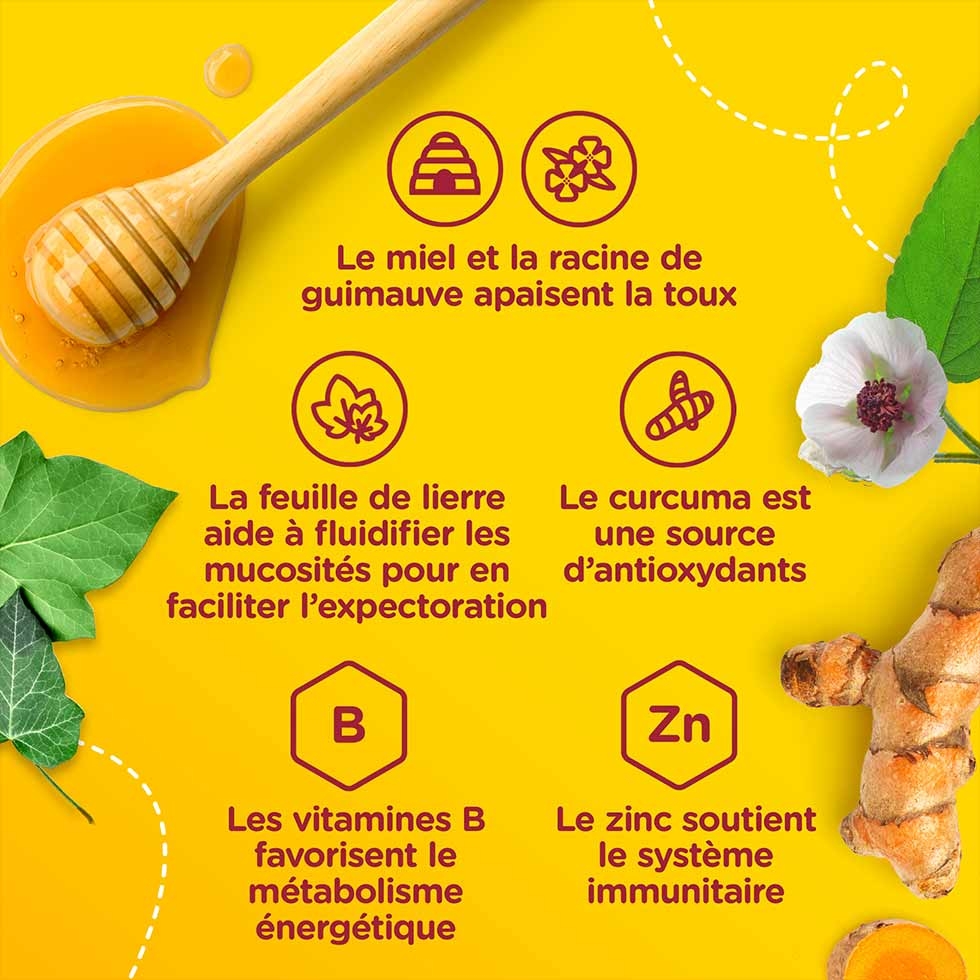 Ingrédients du sirop Zarbee’s® Complet Toux + Rhume pour enfants et leurs bienfaits 