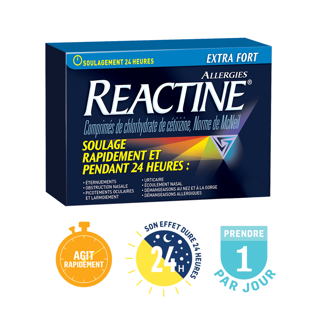 Reactine Extra Fort soulage rapidement et pendant 24 heures